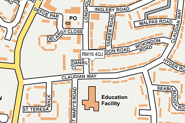 RM16 4QJ map - OS OpenMap – Local (Ordnance Survey)