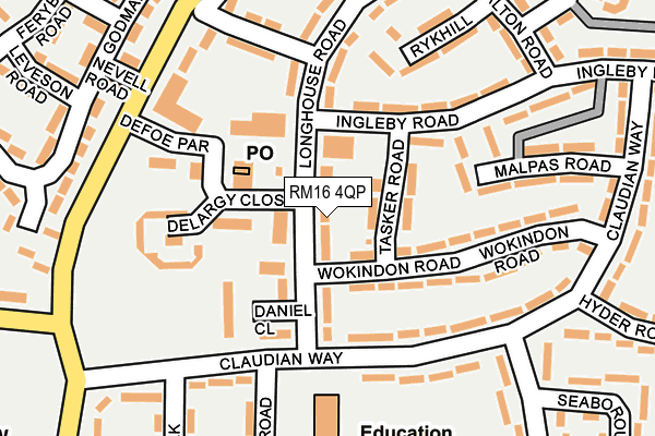 RM16 4QP map - OS OpenMap – Local (Ordnance Survey)