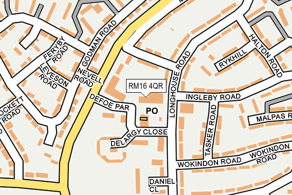 RM16 4QR map - OS OpenMap – Local (Ordnance Survey)