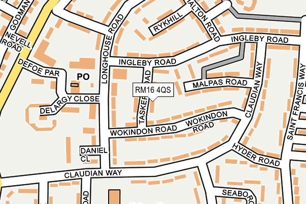 RM16 4QS map - OS OpenMap – Local (Ordnance Survey)