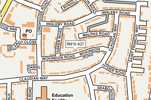 RM16 4QT map - OS OpenMap – Local (Ordnance Survey)