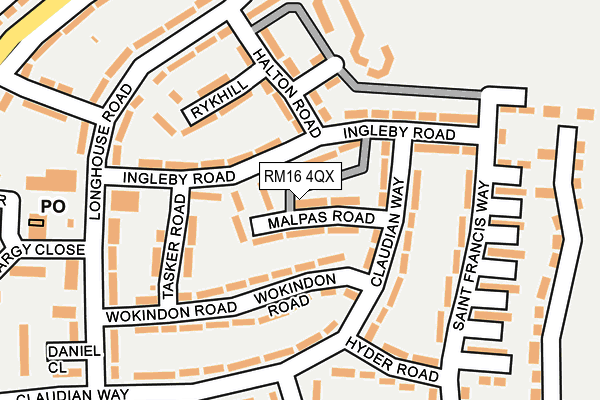 RM16 4QX map - OS OpenMap – Local (Ordnance Survey)