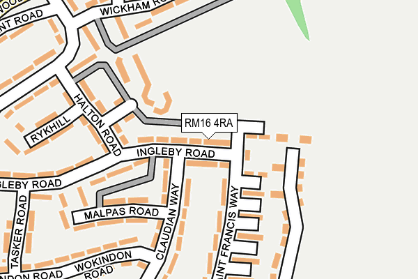 RM16 4RA map - OS OpenMap – Local (Ordnance Survey)