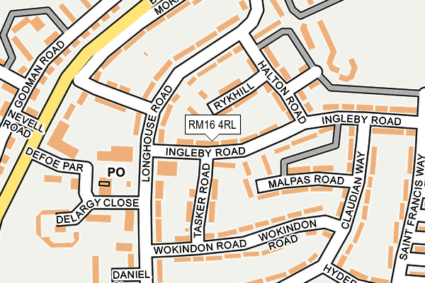 RM16 4RL map - OS OpenMap – Local (Ordnance Survey)