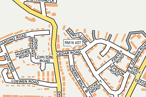 RM16 4ST map - OS OpenMap – Local (Ordnance Survey)