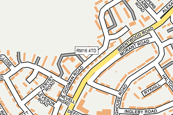 RM16 4TD map - OS OpenMap – Local (Ordnance Survey)