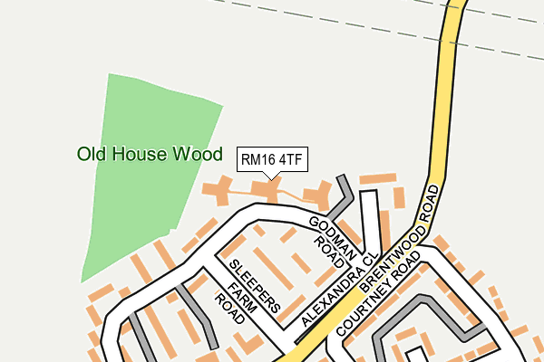 RM16 4TF map - OS OpenMap – Local (Ordnance Survey)