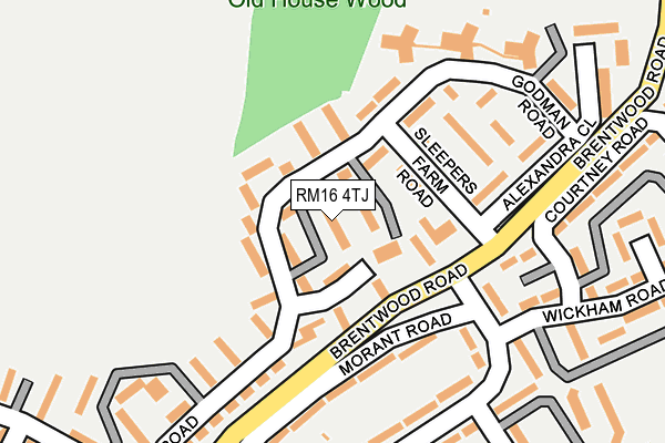 RM16 4TJ map - OS OpenMap – Local (Ordnance Survey)