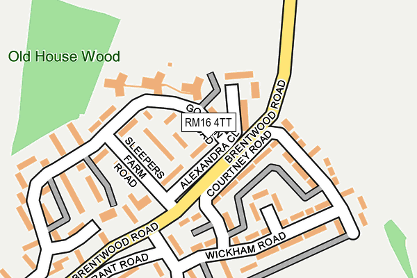 RM16 4TT map - OS OpenMap – Local (Ordnance Survey)