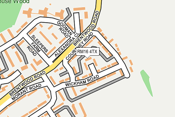 RM16 4TX map - OS OpenMap – Local (Ordnance Survey)