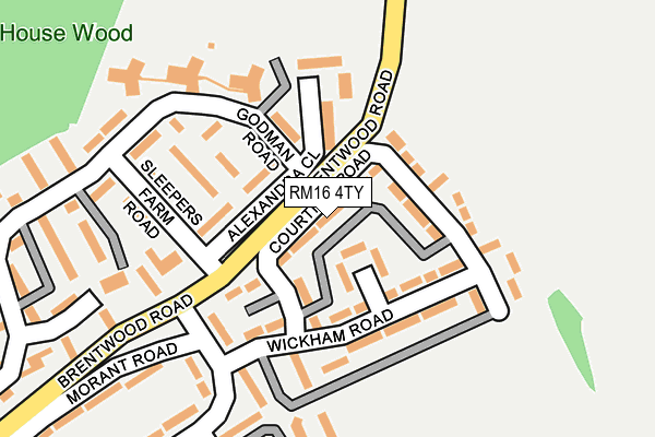 RM16 4TY map - OS OpenMap – Local (Ordnance Survey)