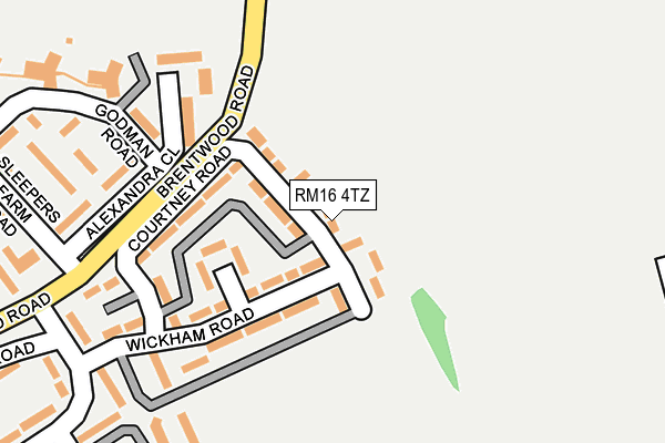RM16 4TZ map - OS OpenMap – Local (Ordnance Survey)