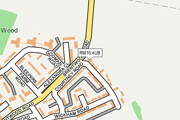 RM16 4UB map - OS OpenMap – Local (Ordnance Survey)