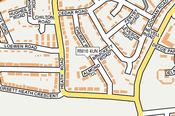 RM16 4UN map - OS OpenMap – Local (Ordnance Survey)