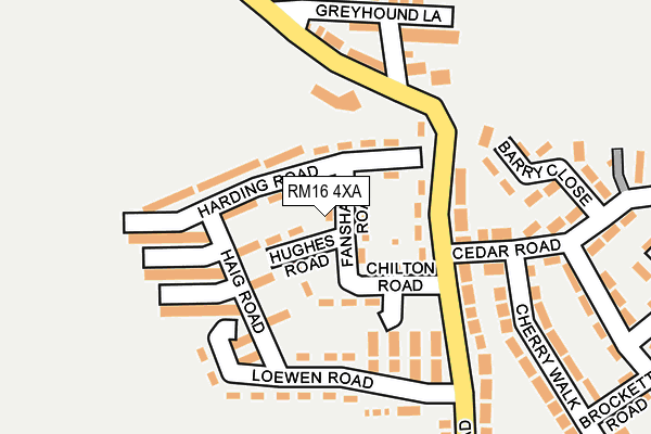 RM16 4XA map - OS OpenMap – Local (Ordnance Survey)