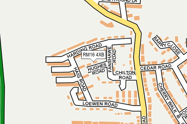 RM16 4XB map - OS OpenMap – Local (Ordnance Survey)