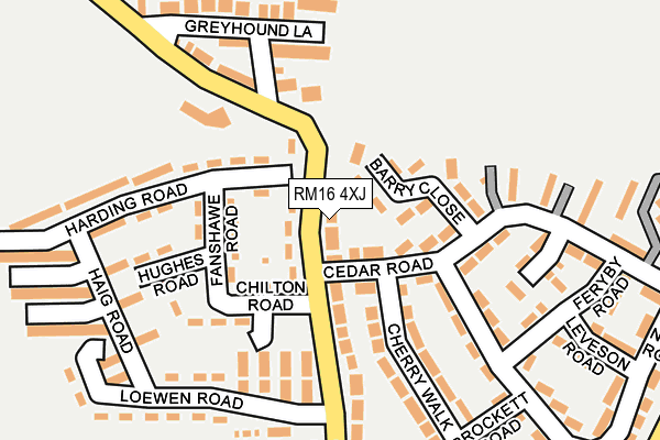 RM16 4XJ map - OS OpenMap – Local (Ordnance Survey)