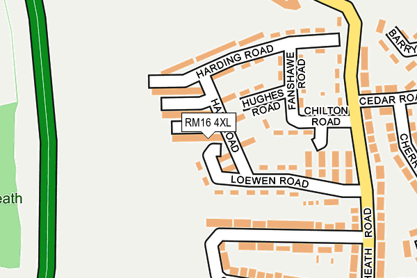 RM16 4XL map - OS OpenMap – Local (Ordnance Survey)