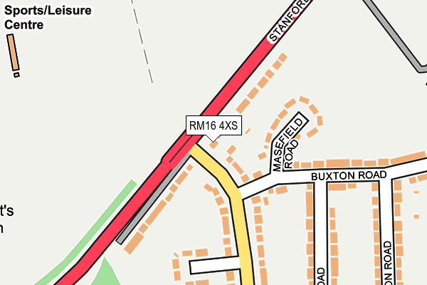 RM16 4XS map - OS OpenMap – Local (Ordnance Survey)