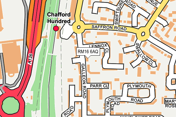RM16 6AQ map - OS OpenMap – Local (Ordnance Survey)