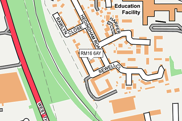 RM16 6AY map - OS OpenMap – Local (Ordnance Survey)