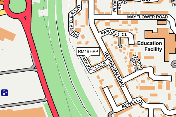RM16 6BP map - OS OpenMap – Local (Ordnance Survey)