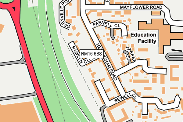 RM16 6BS map - OS OpenMap – Local (Ordnance Survey)