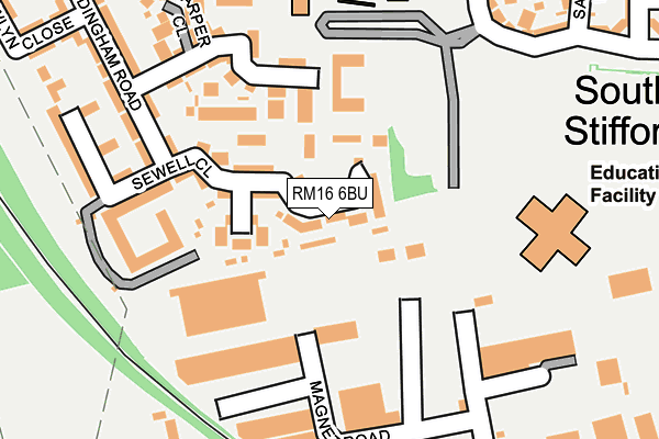 RM16 6BU map - OS OpenMap – Local (Ordnance Survey)