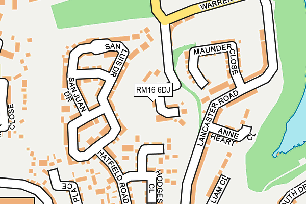 RM16 6DJ map - OS OpenMap – Local (Ordnance Survey)