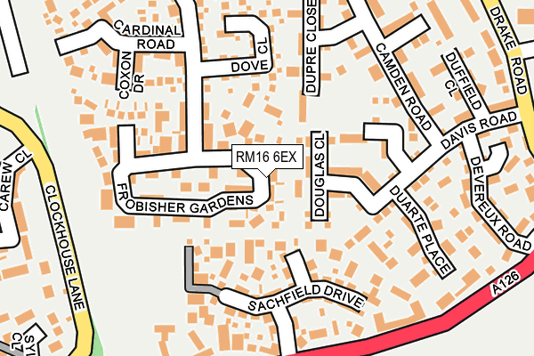 RM16 6EX map - OS OpenMap – Local (Ordnance Survey)