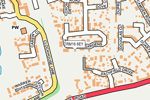 RM16 6EY map - OS OpenMap – Local (Ordnance Survey)
