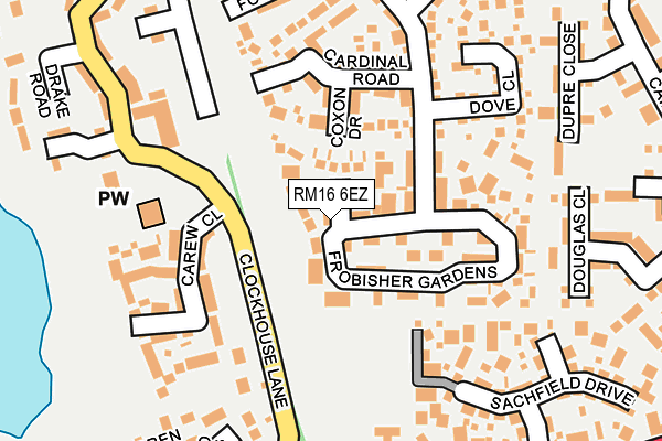 RM16 6EZ map - OS OpenMap – Local (Ordnance Survey)
