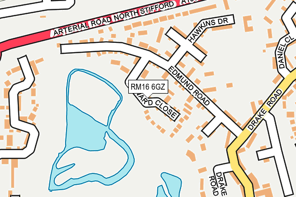 RM16 6GZ map - OS OpenMap – Local (Ordnance Survey)