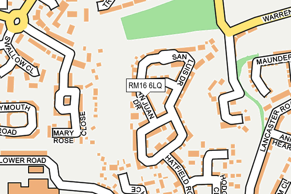 RM16 6LQ map - OS OpenMap – Local (Ordnance Survey)