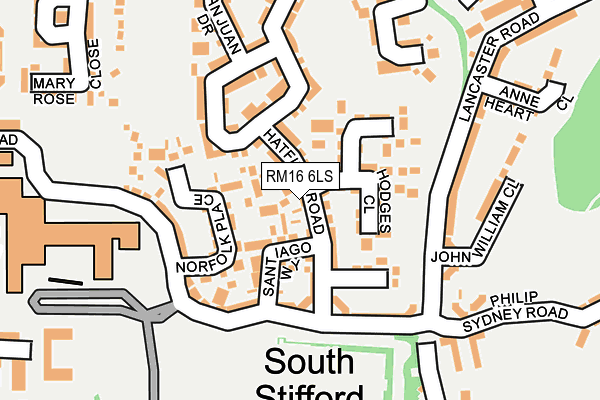 RM16 6LS map - OS OpenMap – Local (Ordnance Survey)
