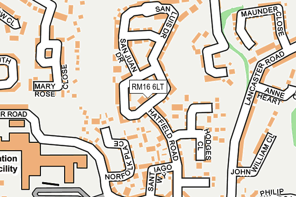 RM16 6LT map - OS OpenMap – Local (Ordnance Survey)