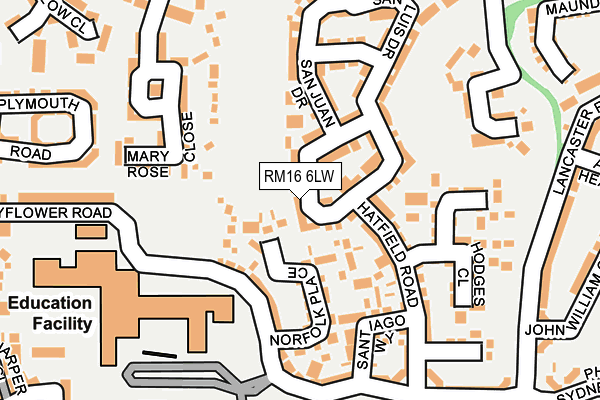 RM16 6LW map - OS OpenMap – Local (Ordnance Survey)