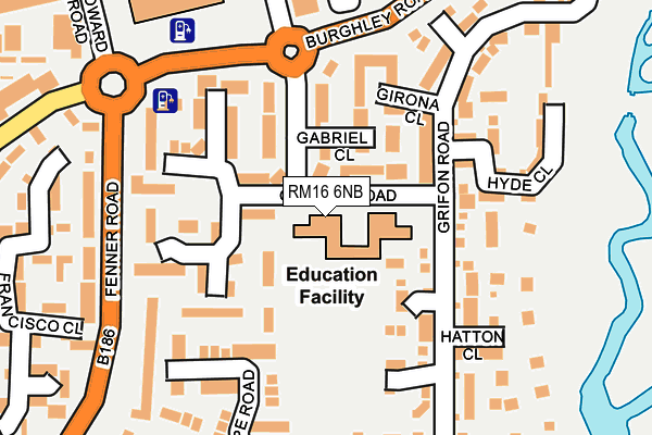 RM16 6NB map - OS OpenMap – Local (Ordnance Survey)