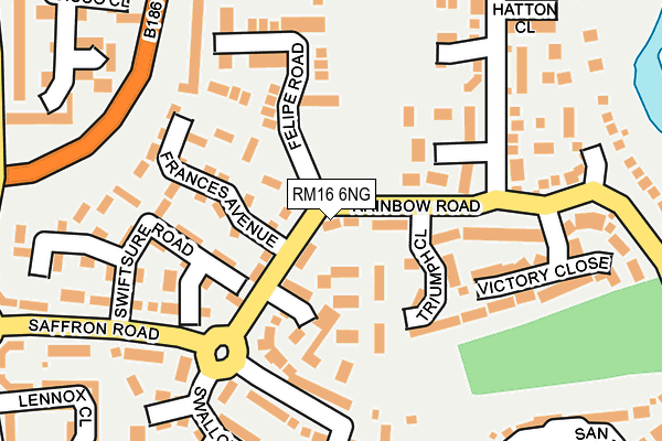 RM16 6NG map - OS OpenMap – Local (Ordnance Survey)