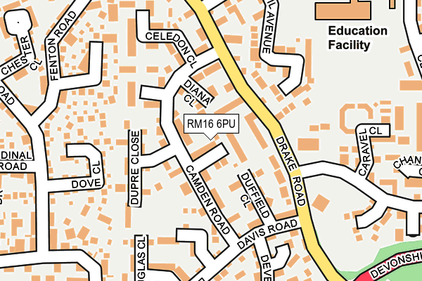 RM16 6PU map - OS OpenMap – Local (Ordnance Survey)