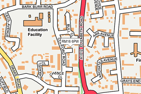 RM16 6PW map - OS OpenMap – Local (Ordnance Survey)