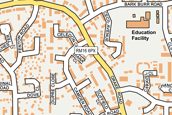 RM16 6PX map - OS OpenMap – Local (Ordnance Survey)