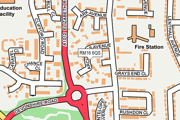 RM16 6QS map - OS OpenMap – Local (Ordnance Survey)