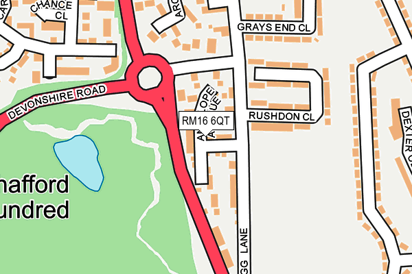 RM16 6QT map - OS OpenMap – Local (Ordnance Survey)
