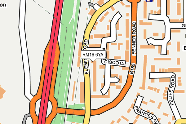 RM16 6YA map - OS OpenMap – Local (Ordnance Survey)