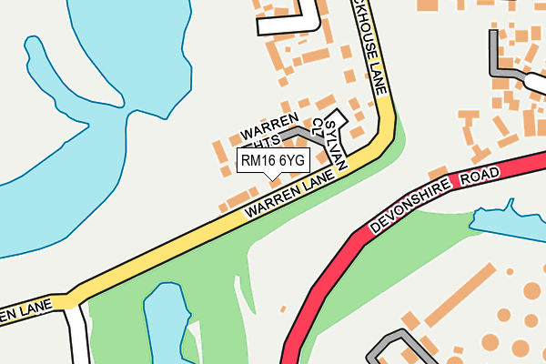 RM16 6YG map - OS OpenMap – Local (Ordnance Survey)