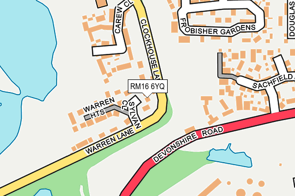 RM16 6YQ map - OS OpenMap – Local (Ordnance Survey)