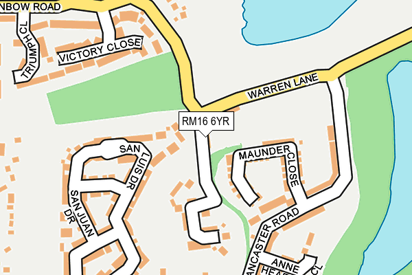 RM16 6YR map - OS OpenMap – Local (Ordnance Survey)