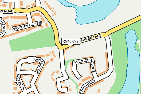 RM16 6YS map - OS OpenMap – Local (Ordnance Survey)