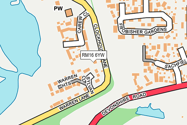 RM16 6YW map - OS OpenMap – Local (Ordnance Survey)